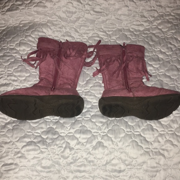 Girls Dusty Rose pink boots with fringe - Picture 1 of 5